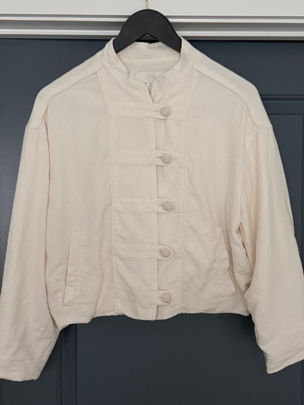 ZARA crop boxy oversized linen blend jacket xs